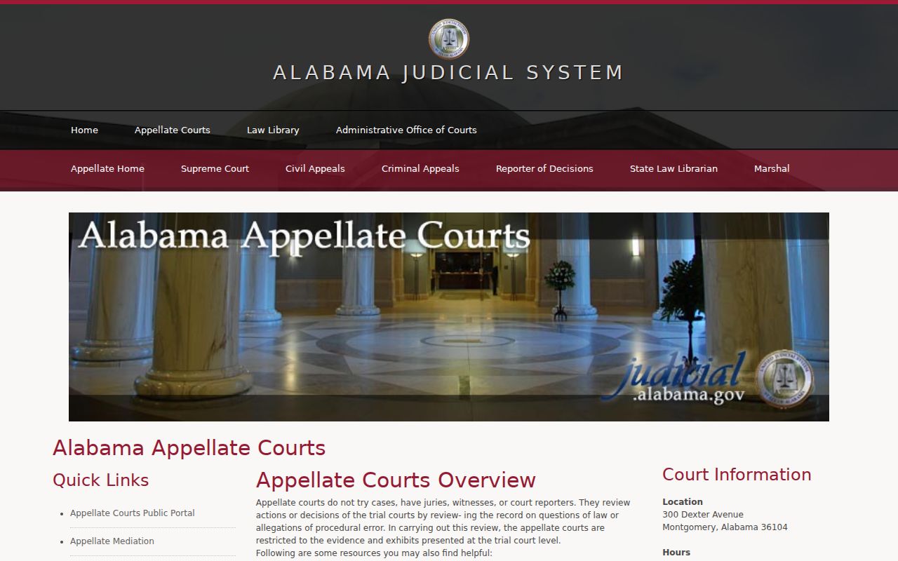 Alabama appellate courts for a Bullock County court docket appeal