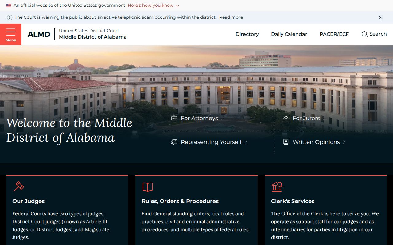 Bullock County court records at U.S. Middle District of Alabama