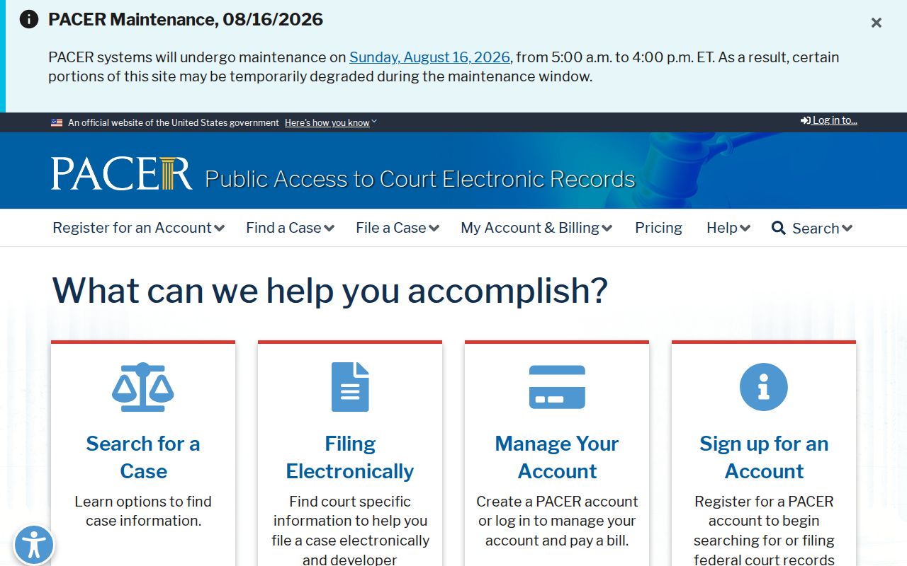 Bullock County federal case lookup through PACER