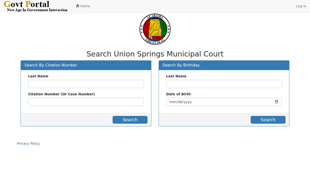 Union Springs court docket municipal citation search fields